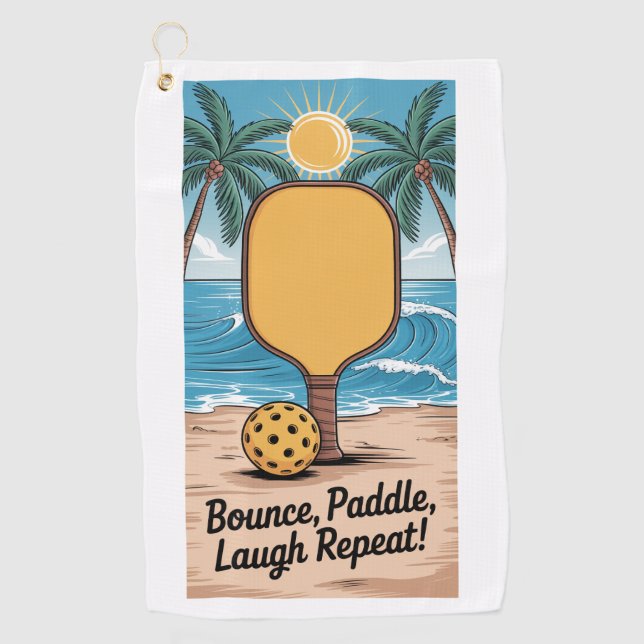 Pickleball Bounce Paddle Laugh Repeat Vacation Golf Towel (Front)