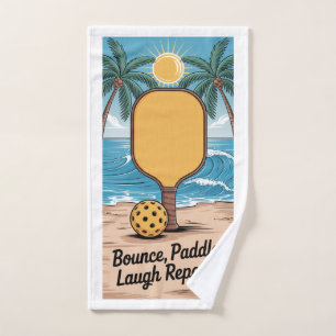 Pickleball Bounce Paddle Laugh Repeat Vacation Hand Towel