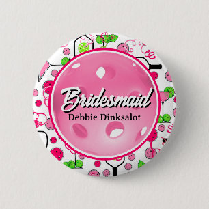 Pickleball Bridal Shower Personalized Swag 6 Cm Round Badge