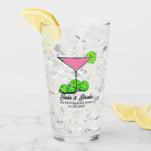 Pickleball Bridal Shower Pink Cocktail Personalize Glass