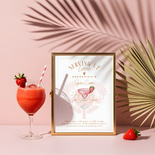 Pickleball Bridal Shower Watercolor Cocktail Drink Poster