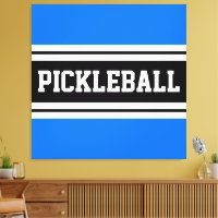 PICKLEBALL Bright Blue Black White Racing Stripes