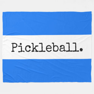 PICKLEBALL Bright Blue White Stripes Retro Text  Fleece Blanket