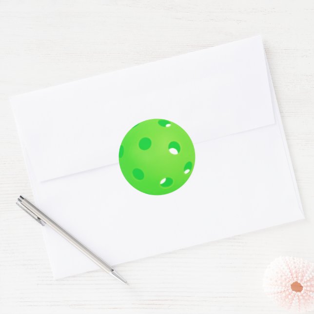 Pickleball Bright Green Pickleball Ball Classic Round Sticker (Envelope)