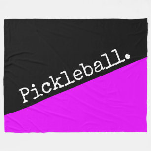 PICKLEBALL Bright Pink Black Wedge Retro Text Fleece Blanket