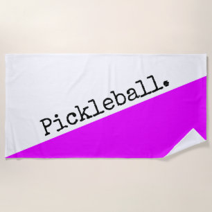 PICKLEBALL Bright Tropical Pink White Colour Block Beach Towel