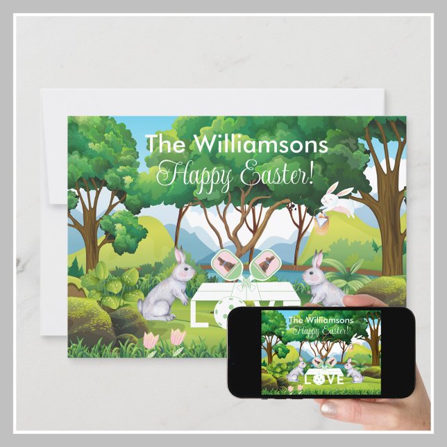 Pickleball Bunnies Fun Happy Easter Holiday Card (Creator Uploaded)