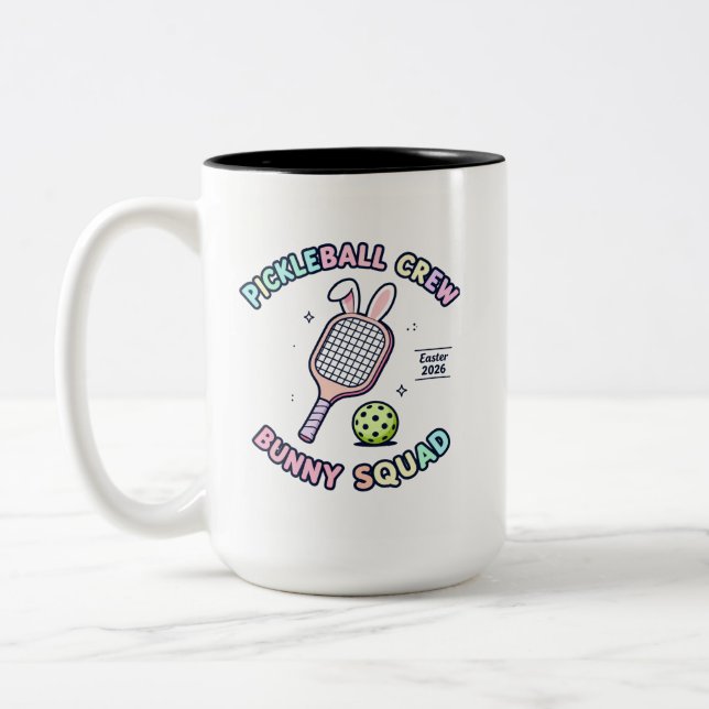 Pickleball Bunny Squad sticker Two-Tone Coffee Mug (Left)