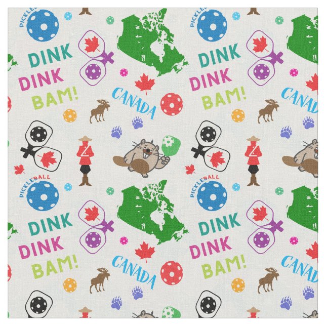 Pickleball Canada icons2, custom tile size! Fabric (Close Up)