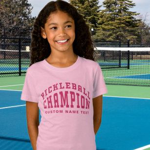Pickleball Champion Custom Name Pickleballer Pink T-Shirt