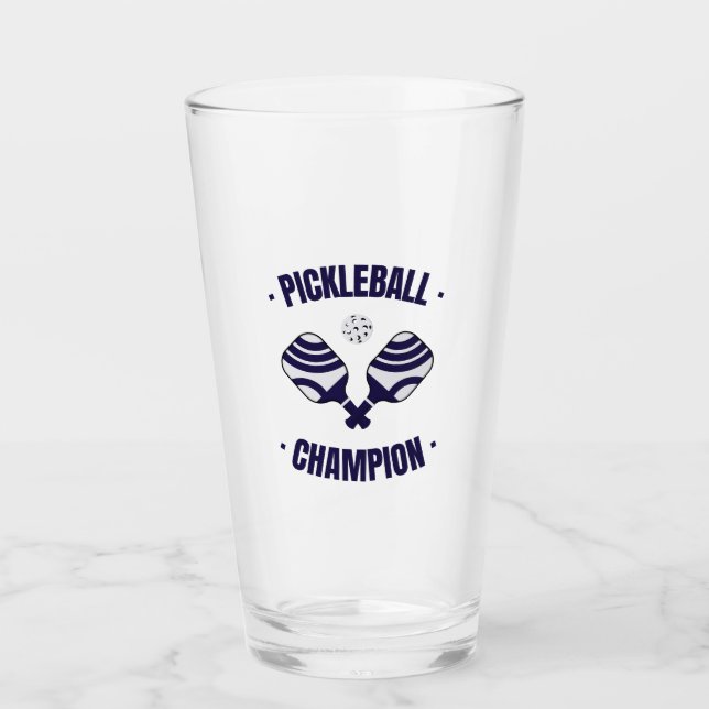 Pickleball Champion Drinking Glass (Front)