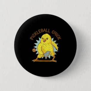 Pickleball Chick Funny Quote Chicken With Paddle G 6 Cm Round Badge