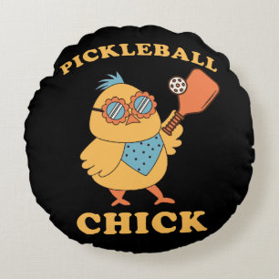 Pickleball Chick - retro Round Cushion