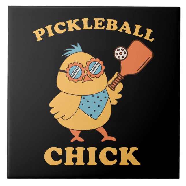 Pickleball Chick - retro Tile (Front)