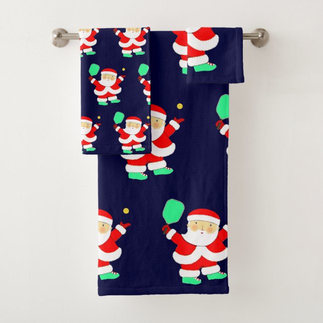 Pickleball Christmas Bath Towel Set (Insitu)