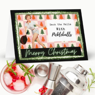 Pickleball Christmas Card - Funny - Retro For Her