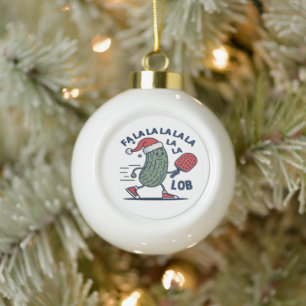 Pickleball Christmas Ceramic Ball Christmas Ornament