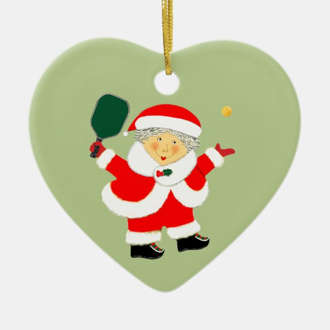 Pickleball Christmas Ceramic Tree Decoration (Front)