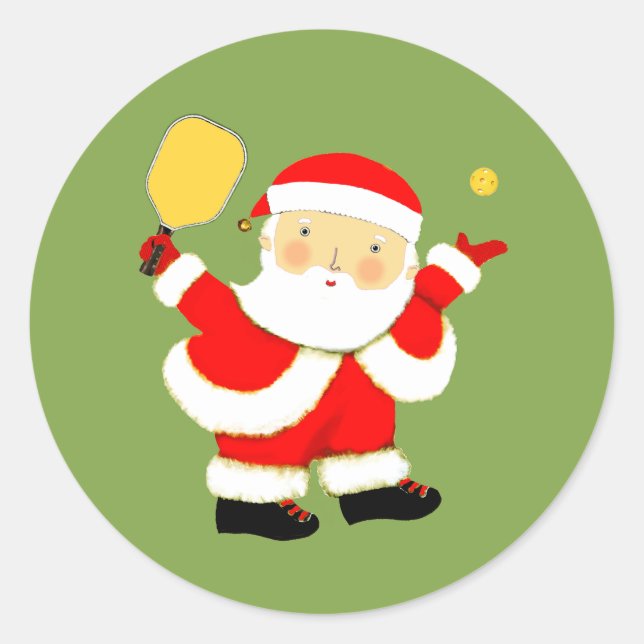 Pickleball Christmas Classic Round Sticker (Front)