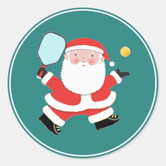 Pickleball Christmas Classic Round Sticker (Front)