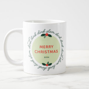 Pickleball Christmas Custom Year Wreath Large Coffee Mug