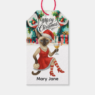 Pickleball Christmas for cat lovers Gift Tags