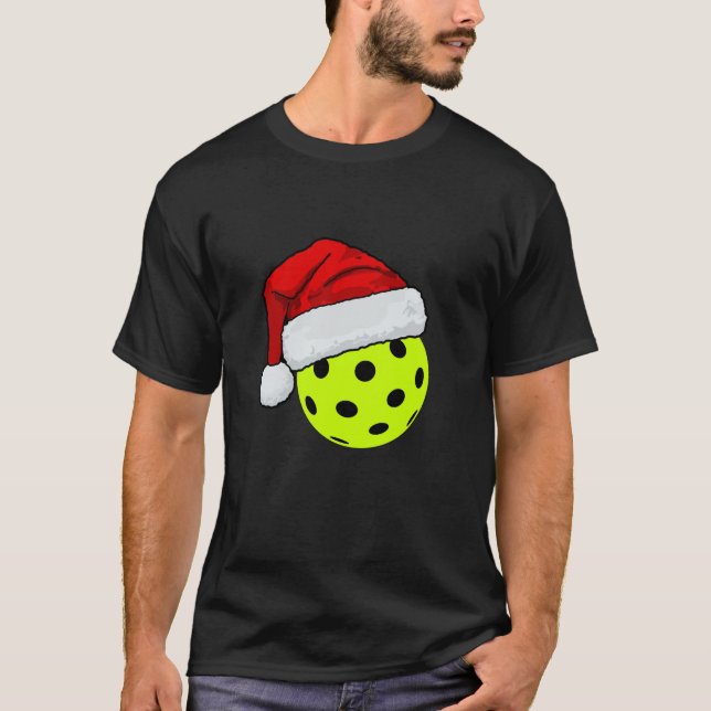 Pickleball Christmas Hat - Christmas Pickleball T-Shirt (Front)