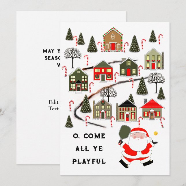 Pickleball Christmas Holiday Cards (Front/Back)