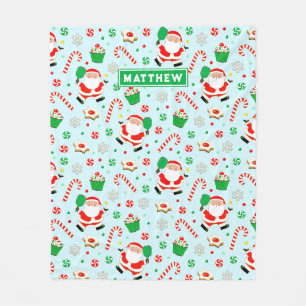 Pickleball Christmas Holiday Fleece Blanket