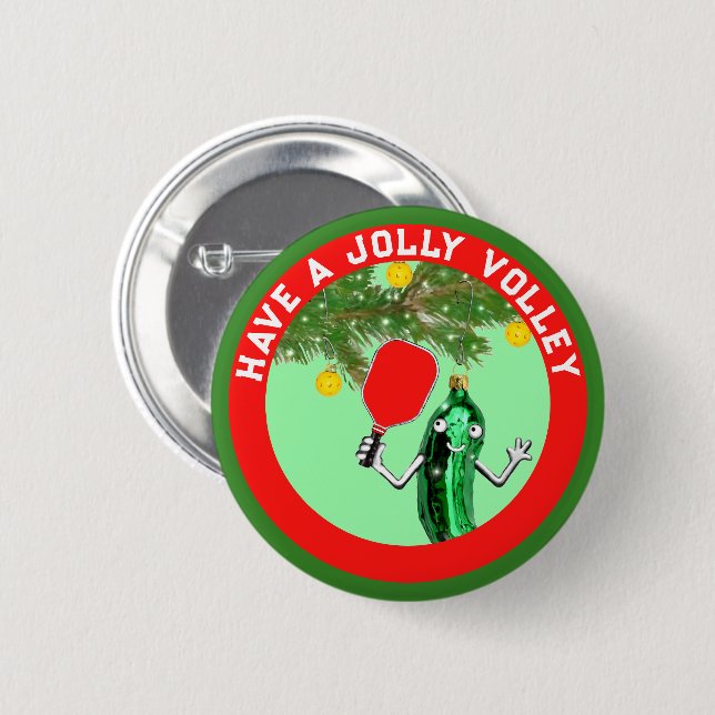 Pickleball Christmas Holiday Gift Button (Front & Back)