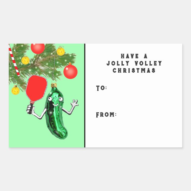 Pickleball Christmas Holiday Gift Tag (Front)