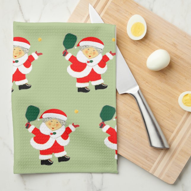 Pickleball Christmas Holiday Gift Tea Towel (Quarter Fold)