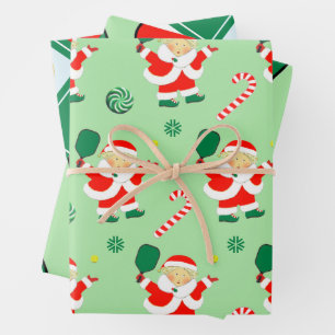 Pickleball Christmas Holiday Gift Wrapping Paper