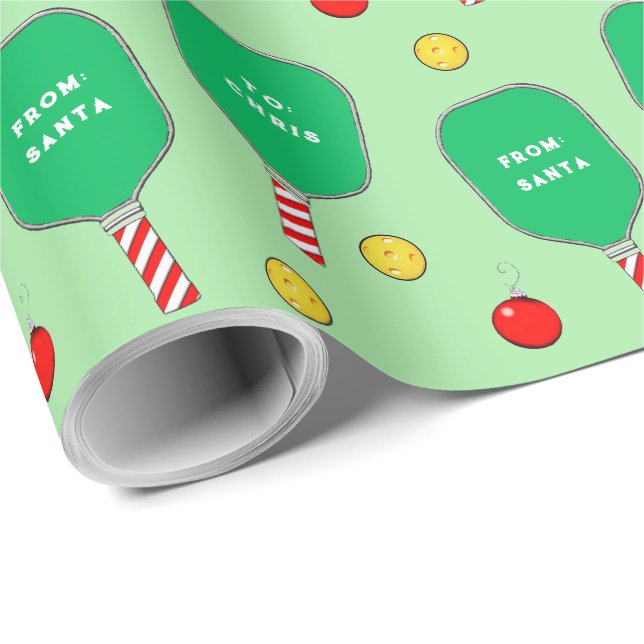 Pickleball Christmas Holiday Gift Wrapping Paper (Roll Corner)