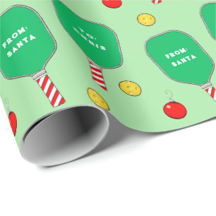 Pickleball Christmas Holiday Gift Wrapping Paper