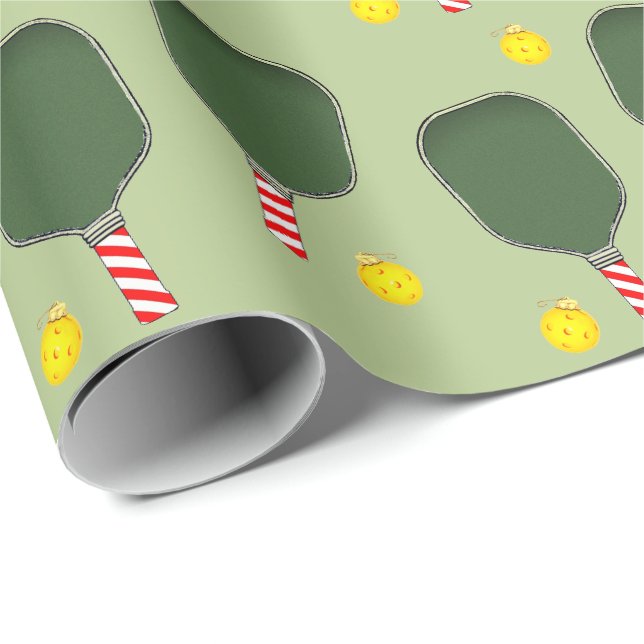 Pickleball Christmas Holiday Gift Wrapping Paper (Roll Corner)