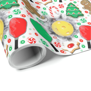 Pickleball Christmas Holiday Gift Wrapping Paper