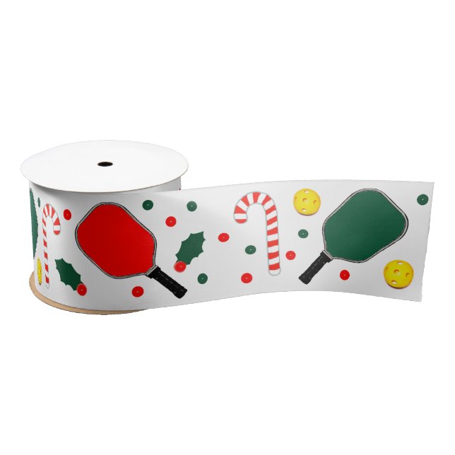 Pickleball Christmas Holiday Gifts Satin Ribbon (Spool)