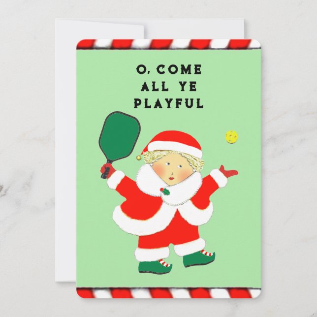 Pickleball Christmas Holiday Greeting Card (Front)