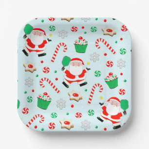Pickleball Christmas Holiday Party Paper Plate
