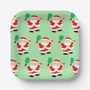Pickleball Christmas Holiday Party Paper Plate