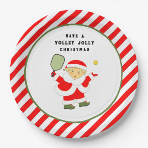Pickleball Christmas Holiday Party Paper Plate