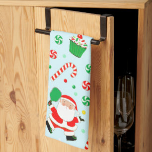 Pickleball Christmas Holiday Tea Towel