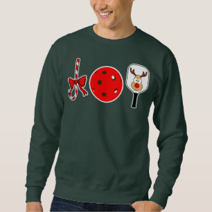 Pickleball Christmas Joy Candy Cane Reindeer Sweatshirt