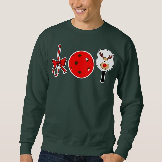 Pickleball Christmas Joy Candy Cane Reindeer Sweatshirt (Front)