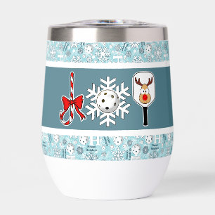 Pickleball Christmas Joy Snowflake Blue and White