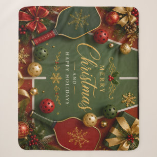 Pickleball Christmas on Court Sherpa Blanket