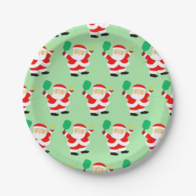 Pickleball Christmas Paper Plate (Front)