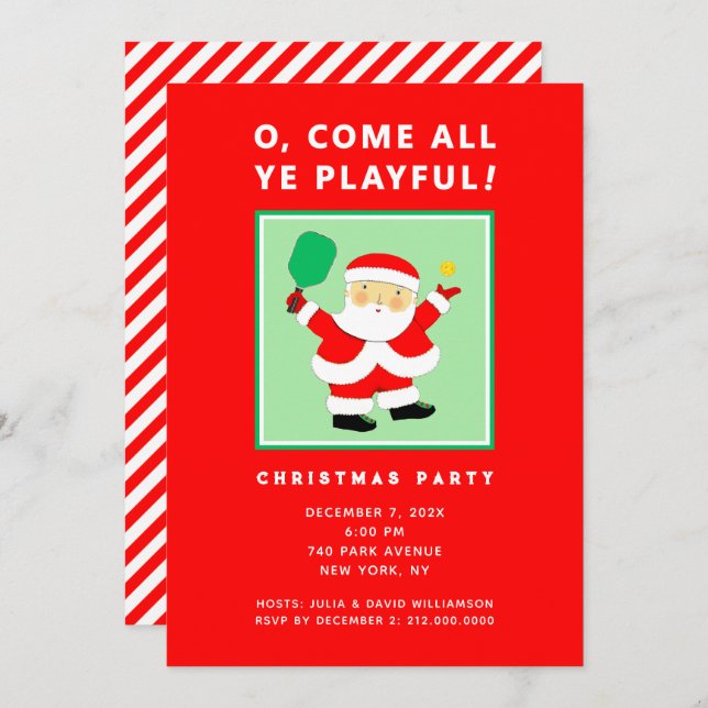 Pickleball Christmas Party Invitations (Front/Back)