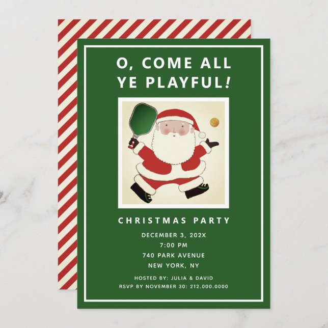 Pickleball Christmas Party Invitations (Front/Back)